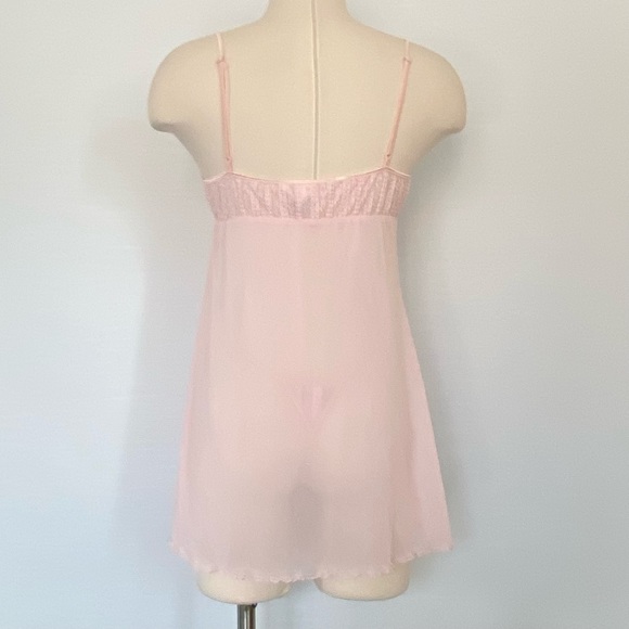 Y2K Victoria’s Secret Mesh Pink Vintage Babydoll Chemise Thong Panty 2 PC Set L🔥 - Picture 8 of 9